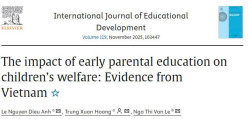 Tác động của giáo dục sớm của cha mẹ đối với phúc lợi của trẻ em: Bằng chứng từ Việt Nam - Công bố quốc tế của CSTRAD trên tạp chí International Journal of Educational Development (SSCI, IF 2.3)