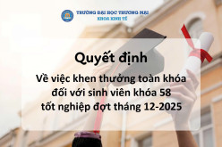 QUYẾT ĐỊNH VỀ VIỆC KHEN THƯỞNG TOÀN KHÓA ĐỐI VỚI SINH VIÊN KHÓA 58 TỐT NGHIỆP ĐỢT THÁNG 12 NĂM 2025