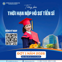 THÔNG BÁO THỜI HẠN NỘP HỒ SƠ TIẾN SĨ - ĐỢT 1 NĂM 2026
