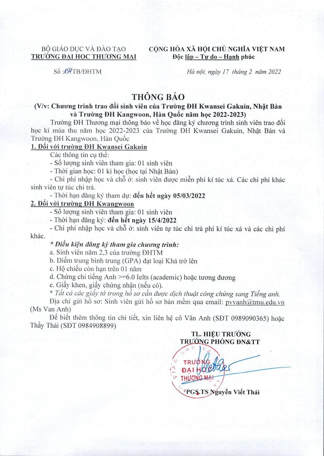 trao đổi sv